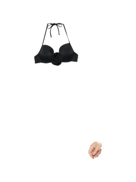 floral-appliqué halterneck bikini top by MOSCHINO