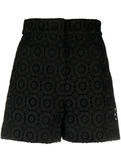 floral-appliqué high-waist mini shorts by MOSCHINO