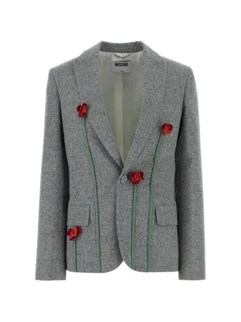 floral-appliqué melange blazer by MOSCHINO