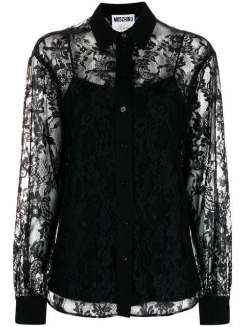 floral-lace button-up shirt by MOSCHINO