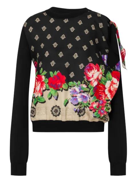 floral-pattern bow-detail sweater by MOSCHINO