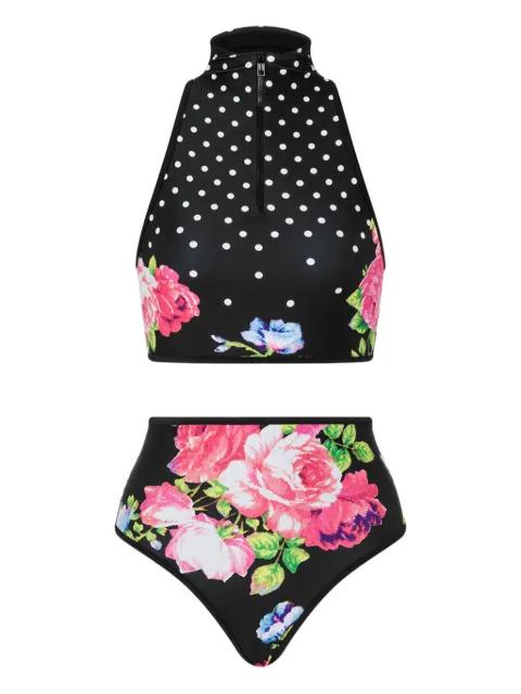 floral-pattern zip-up bikini by MOSCHINO