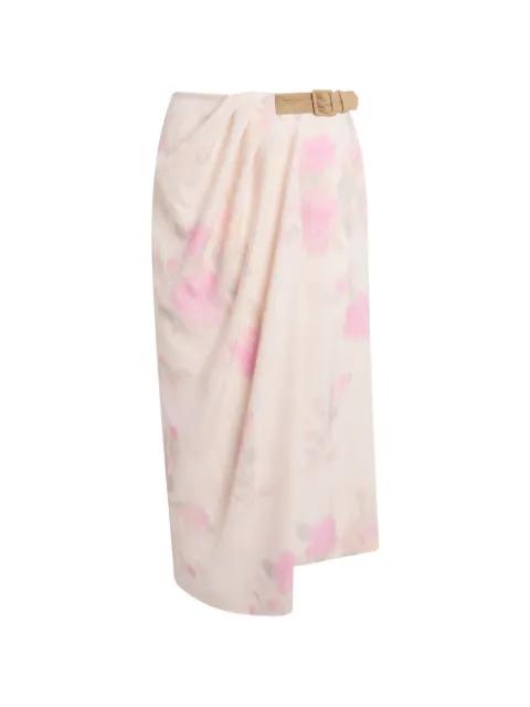 floral-print belted midi wrap skirt by MOSCHINO