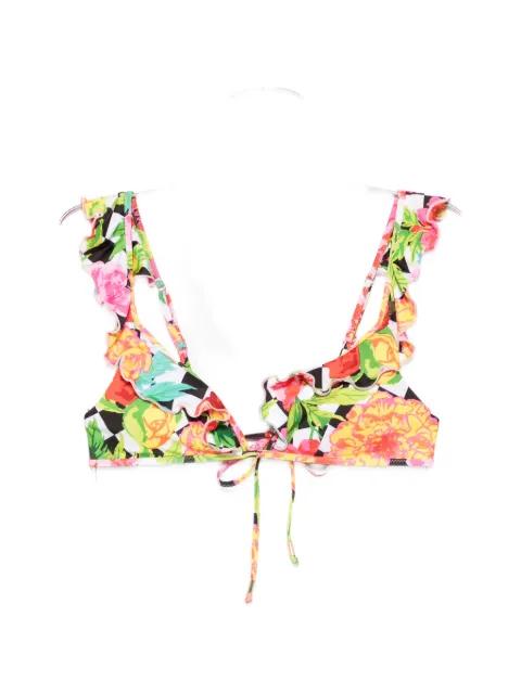 floral-print ruffled bikini top by MOSCHINO