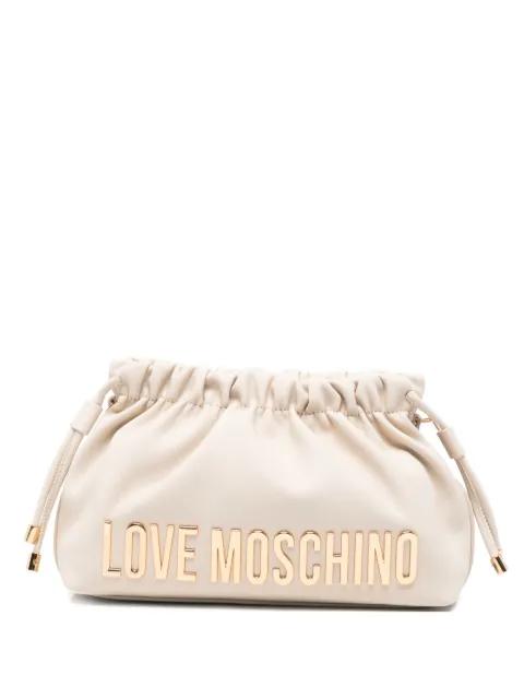 gathered logo-detail clucth bag by MOSCHINO