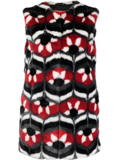 geometric faux-fur gilet by MOSCHINO