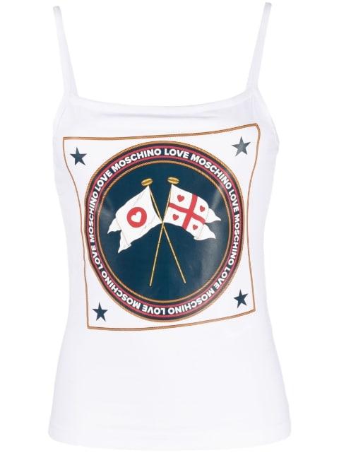 graphic logo-print top by MOSCHINO
