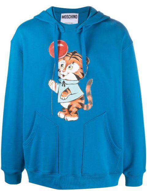 graphic print drawstring hoodie by MOSCHINO