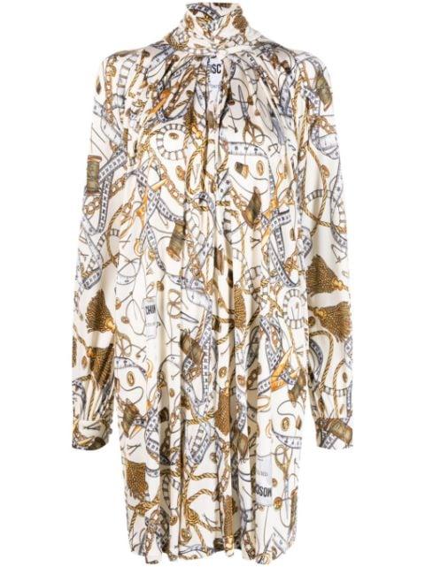 graphic-print high-neck midi dress by MOSCHINO