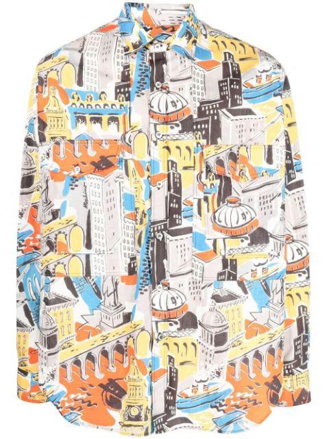 graphic-print long-sleeve shirt by MOSCHINO