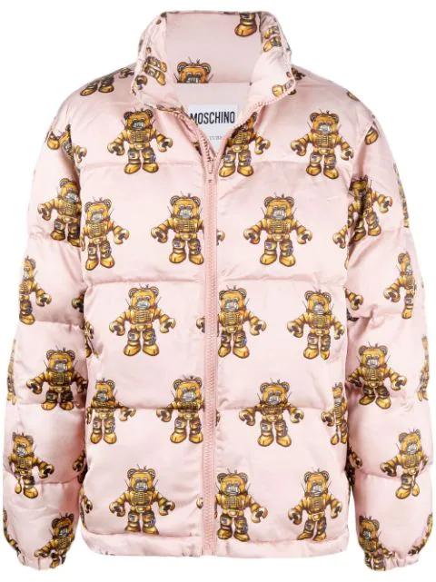 graphic-print padded coat by MOSCHINO