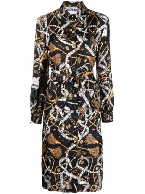 graphic-print silk midi dress by MOSCHINO