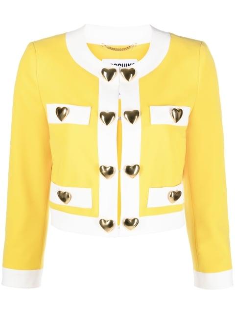 heart-appliqué cropped jacket by MOSCHINO
