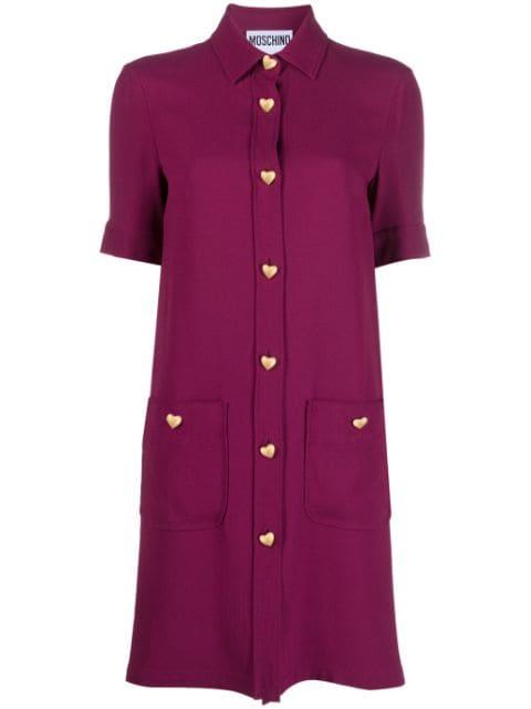 heart-button short-sleeve dress by MOSCHINO