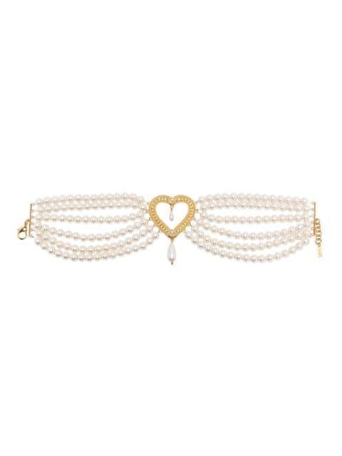 heart-charm pearl choker by MOSCHINO
