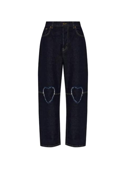 heart-cut-out frayed jeans by MOSCHINO
