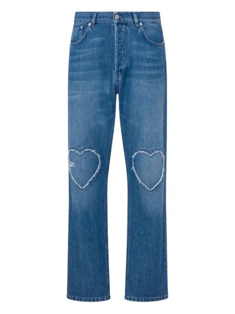 heart-cutout cotton jeans by MOSCHINO