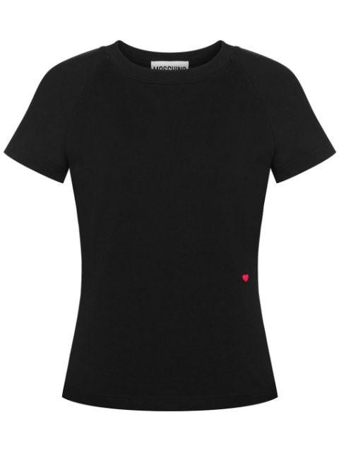 heart-embroideired cotton T-shirt by MOSCHINO