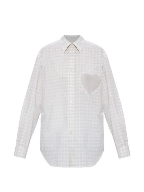 heart-motif check-pattern shirt by MOSCHINO