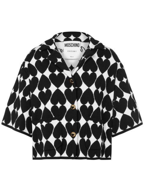 heart-motif knitted cotton shirt by MOSCHINO