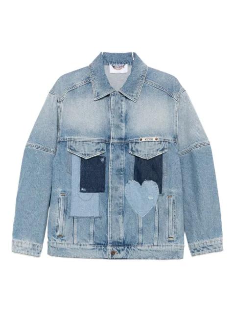 heart-patch denim jacket by MOSCHINO