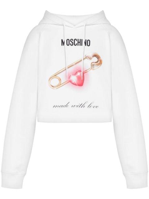 heart-print cotton hoodie by MOSCHINO