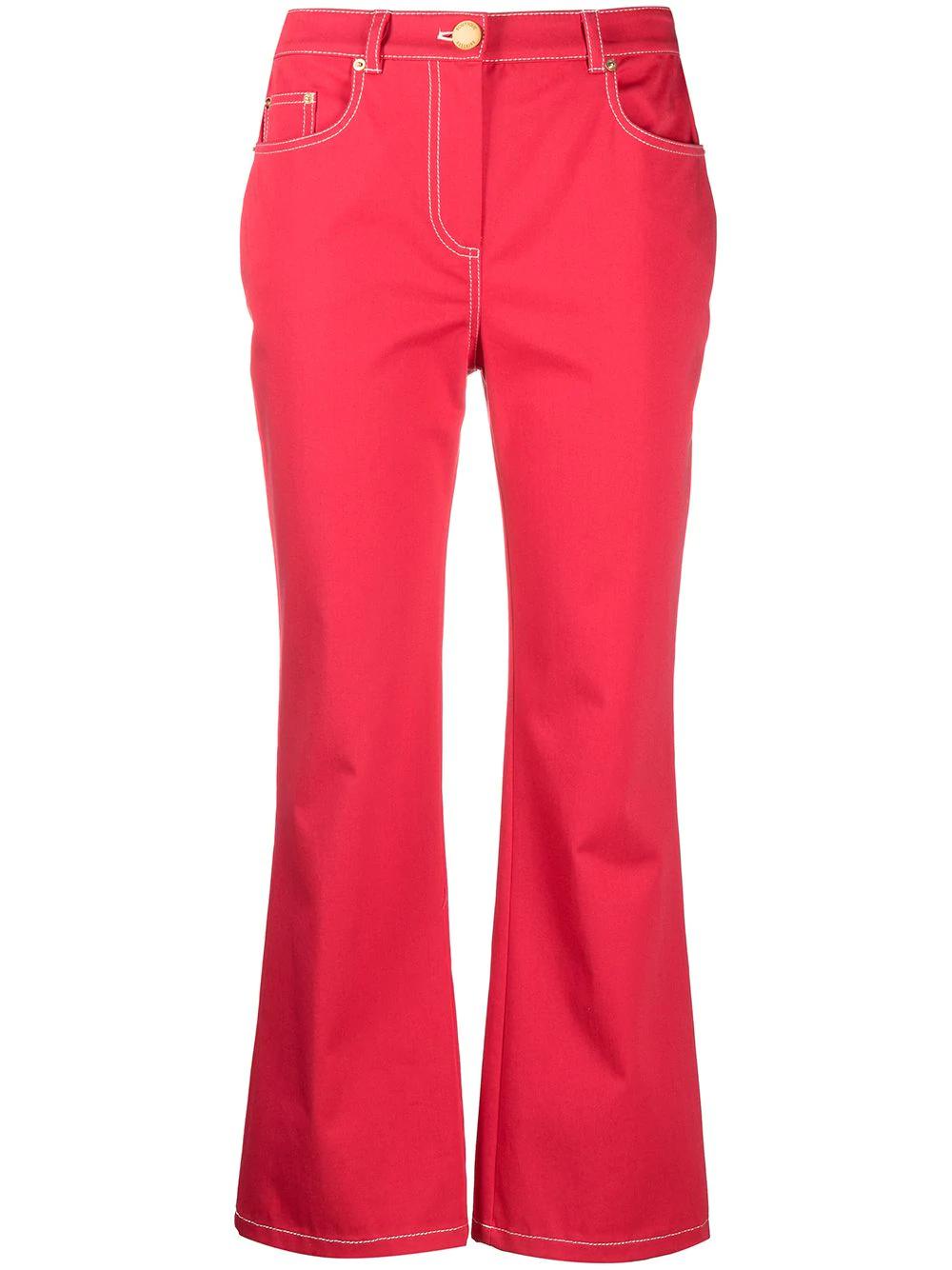 high-rise flared cotton jeans by MOSCHINO