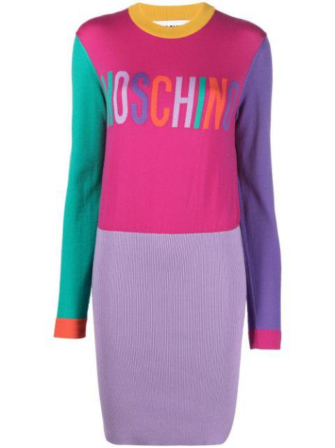 intarsia logo-knit sweater dress by MOSCHINO