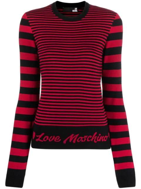 intarsia-logo striped sweater by MOSCHINO
