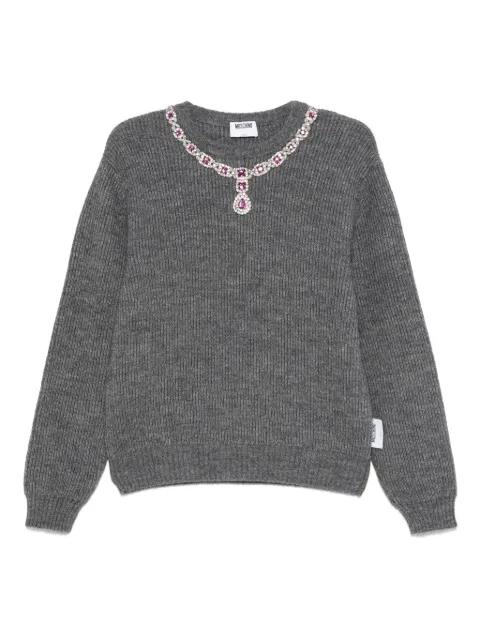 jewel-embellished ribbed sweater by MOSCHINO