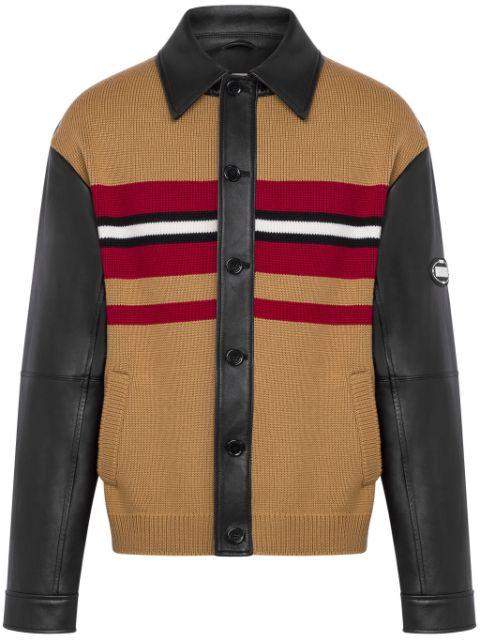 knitted-panel leather jacket by MOSCHINO