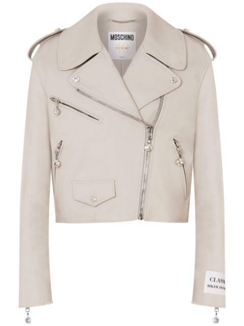 leather biker jacket by MOSCHINO