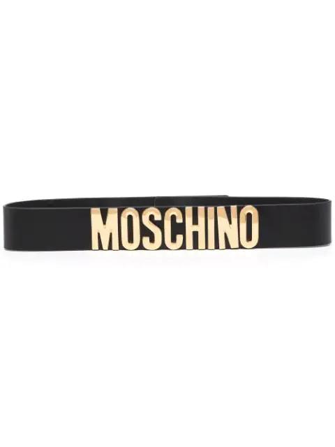 leather logo-lettering belt by MOSCHINO