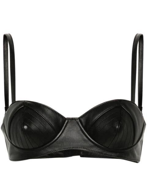 leather underwire bra top by MOSCHINO