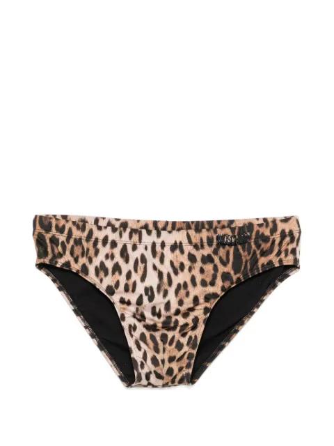 leopard-print logo-plaque swim trunks by MOSCHINO
