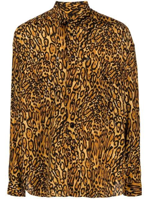 leopard-print long-sleeve shirt by MOSCHINO