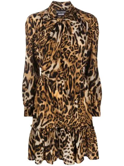 leopard-print silk mini dress by MOSCHINO