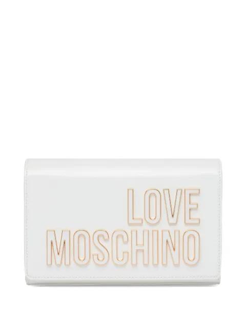 lettering chain clutch bag by MOSCHINO