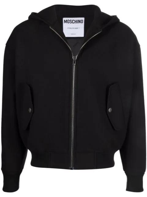 logo-appliqué zipped hoodie by MOSCHINO