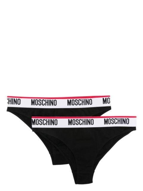 logo-band cotton-blend briefs (pack of two) by MOSCHINO