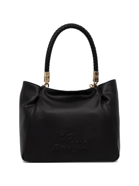 logo-detail braided-handle tote bag by MOSCHINO