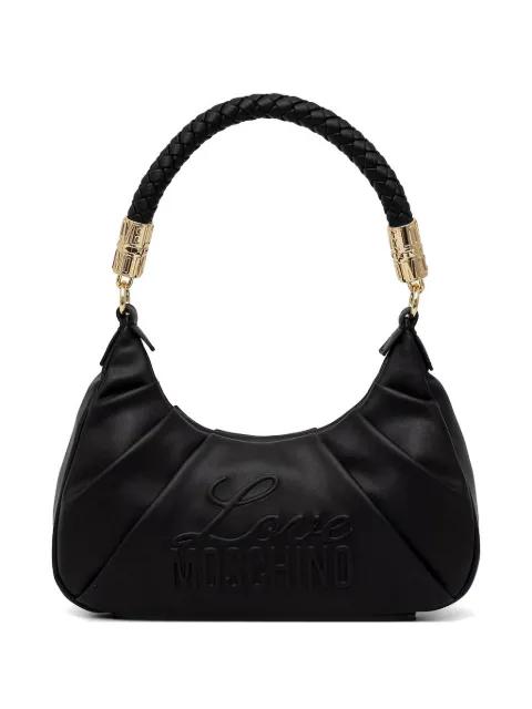 logo-detail braided-handle tote bag by MOSCHINO