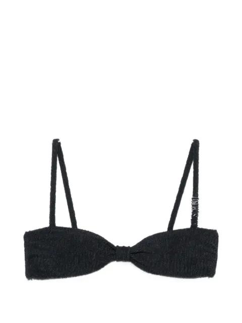 logo-detail crinkled bikini top by MOSCHINO