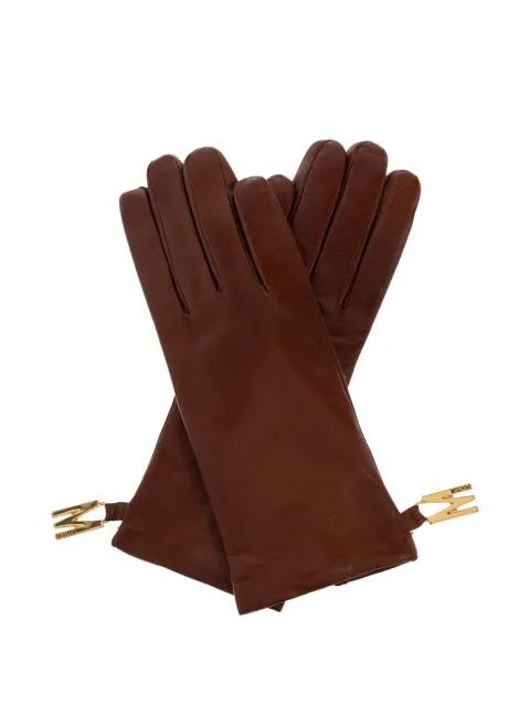 logo-detail leather gloves by MOSCHINO