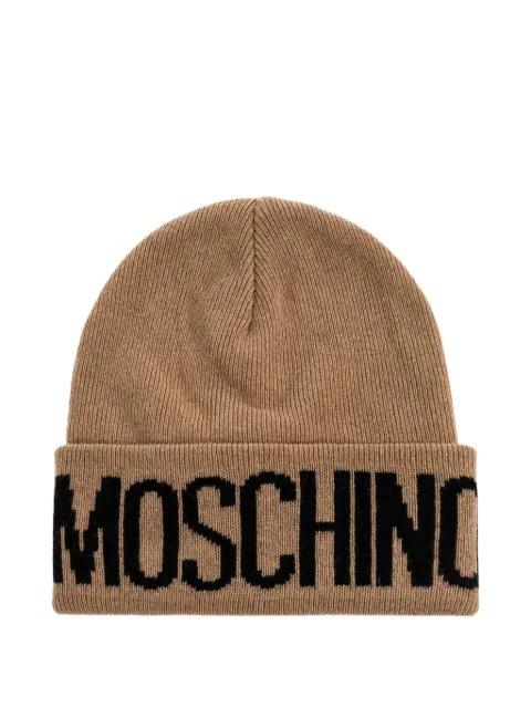 logo-detail wool beanie by MOSCHINO