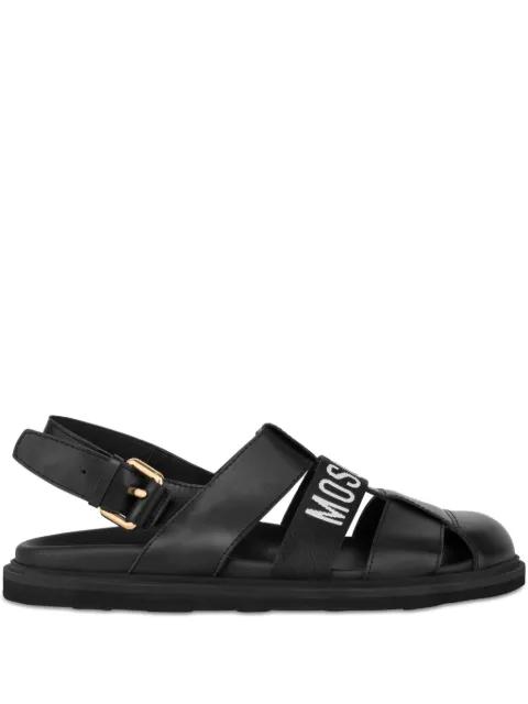 logo-detailed leather sandals by MOSCHINO