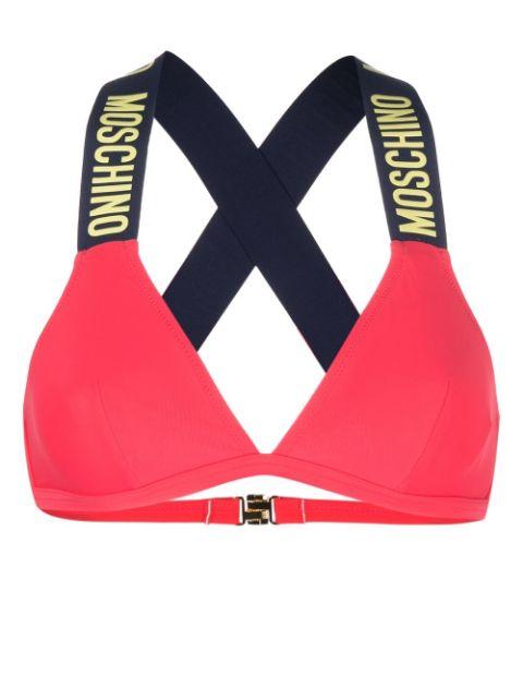 logo-embossed bikini top by MOSCHINO