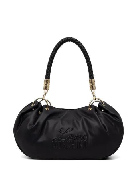 logo-embossed braided-handle tote bag by MOSCHINO