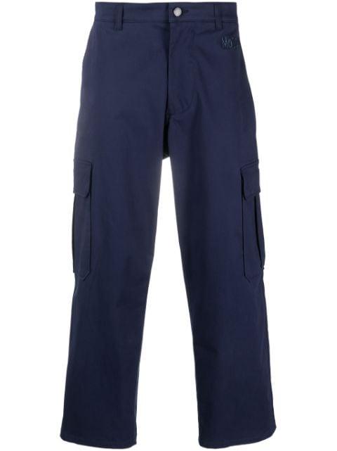 logo-embroidered cotton cropped trousers by MOSCHINO