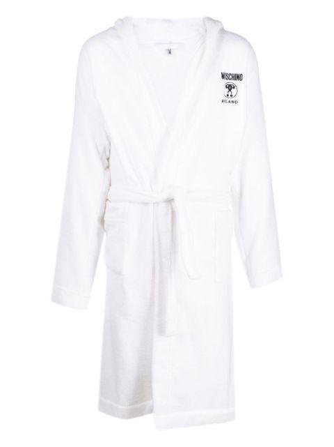 logo-embroidered fleece robe by MOSCHINO